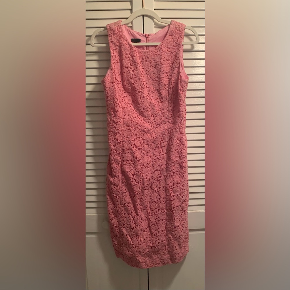 Talbot's Dress Barbie Pink All Cotton Lace Sheath size 8